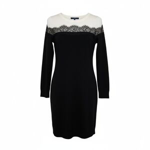 APT. 9 Black & White Sweater Dress with Lace Detail – Size Small